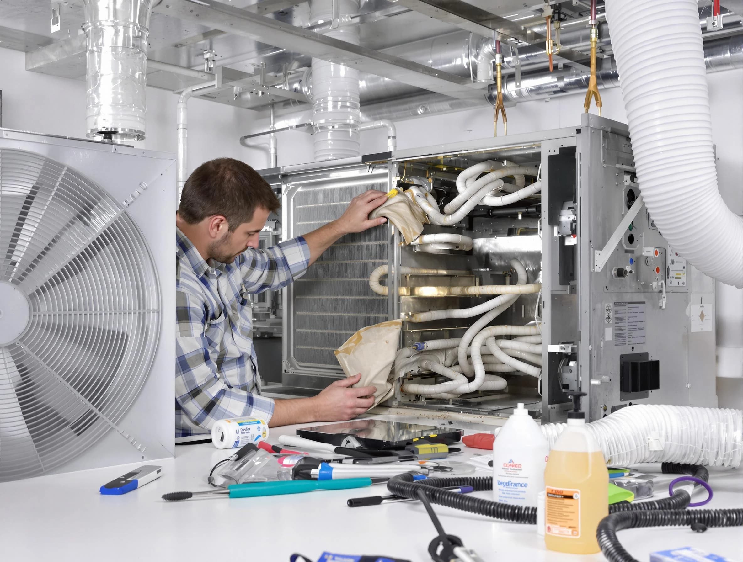 Slaughterville Air Duct Cleaning specialist performing precision AC coil cleaning in Slaughterville