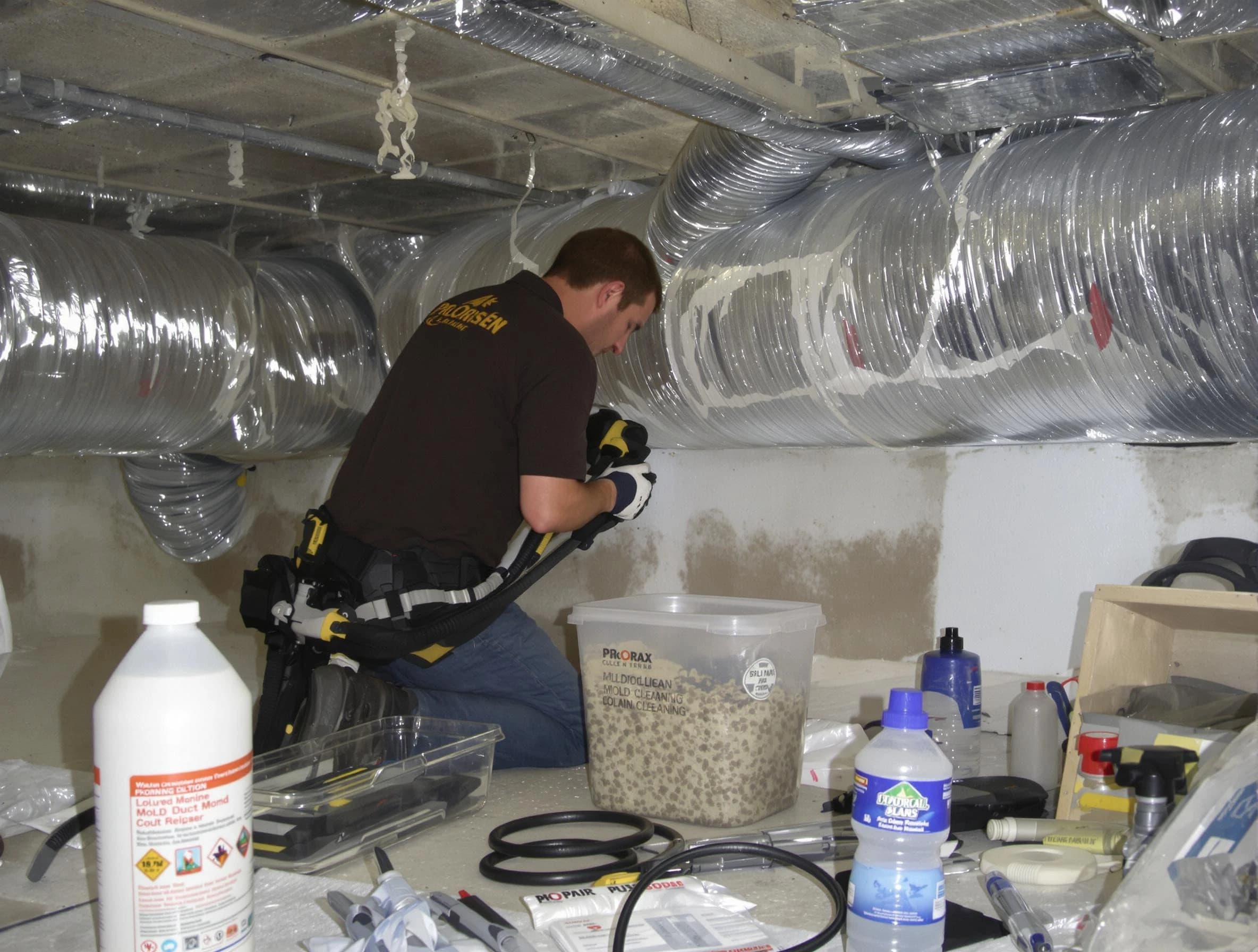 Slaughterville Air Duct Cleaning specialist performing professional mold removal from air ducts in Slaughterville