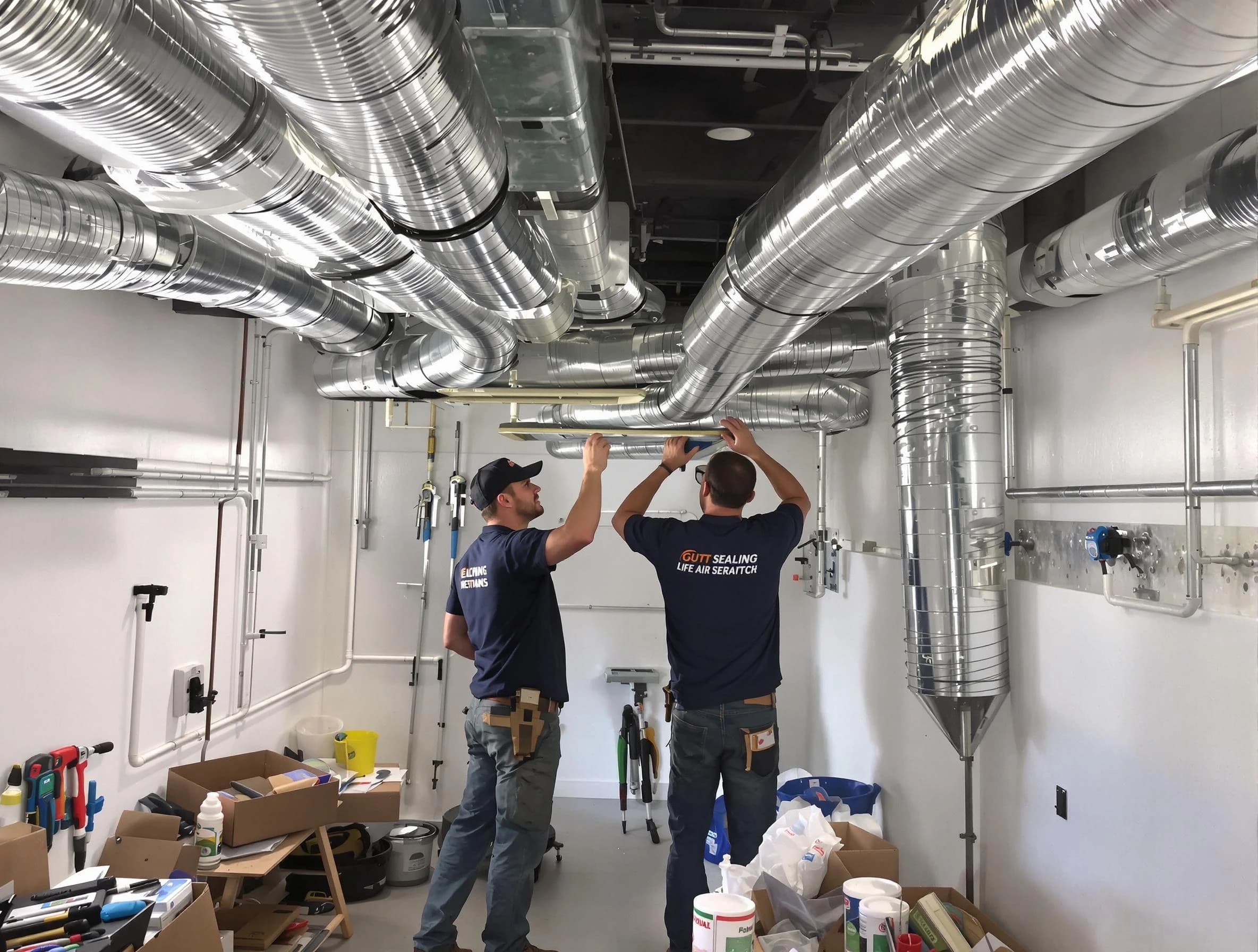 Slaughterville Air Duct Cleaning technician applying professional duct sealing solutions in Slaughterville