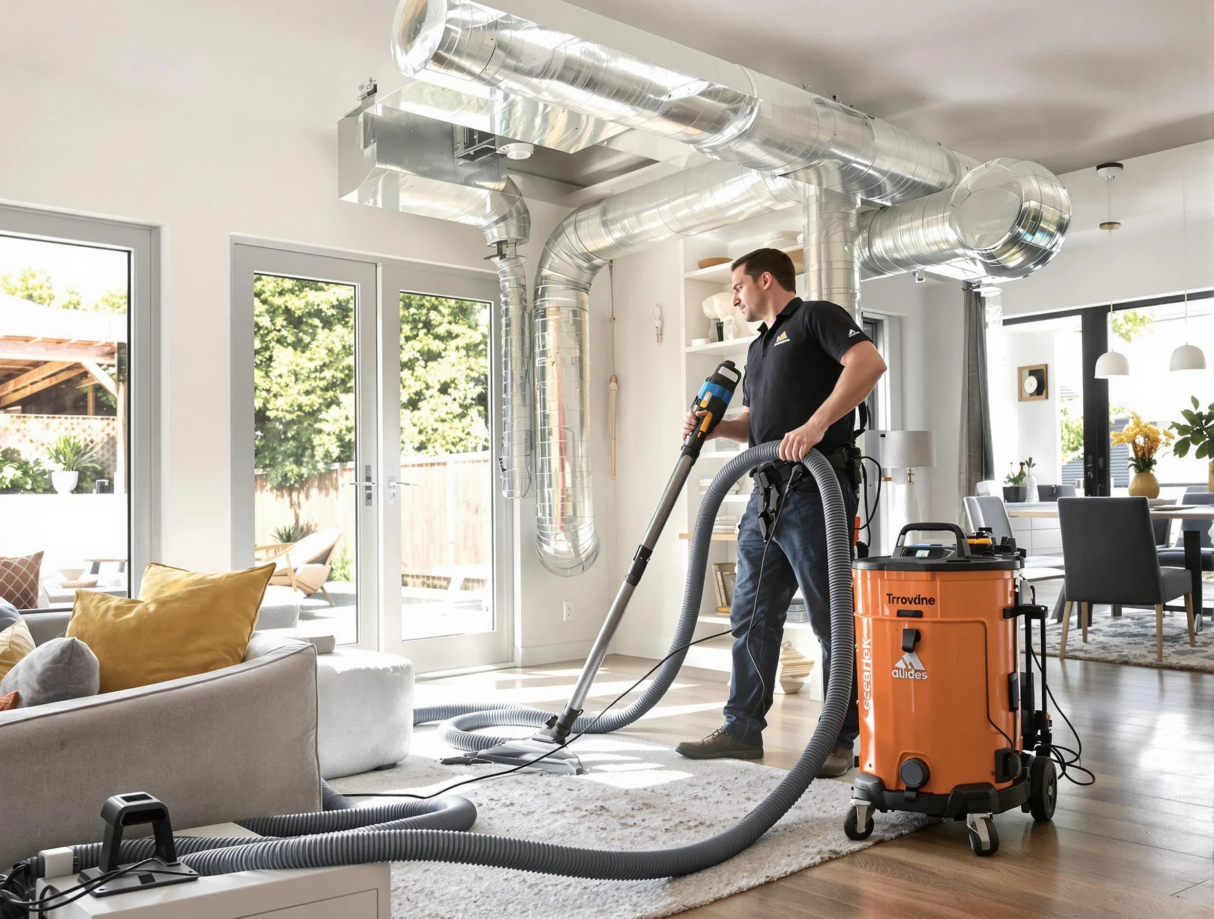 Slaughterville Air Duct Cleaning specialist performing thorough residential duct cleaning using advanced equipment in Slaughterville