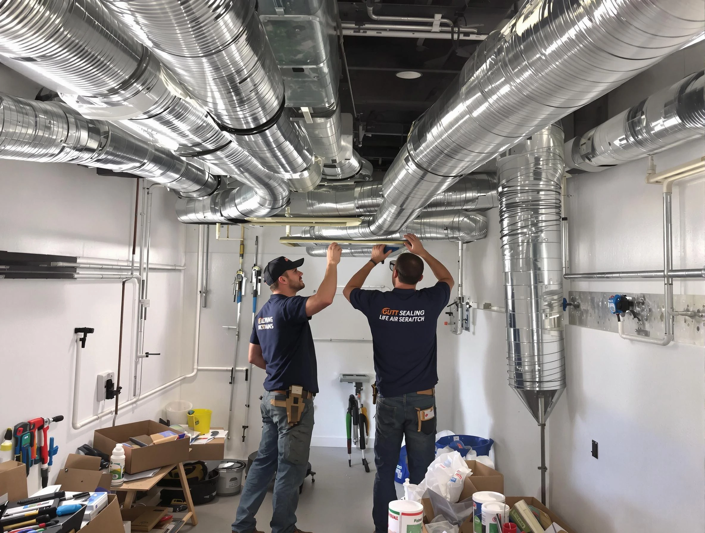 Slaughterville Air Duct Cleaning technician applying professional duct sealing solutions in Slaughterville
